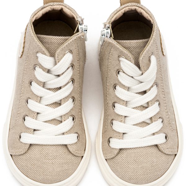 Δετό Μποτάκι Sneaker με Φερμουάρ στο Πλάι EXC5301 Μπεζ