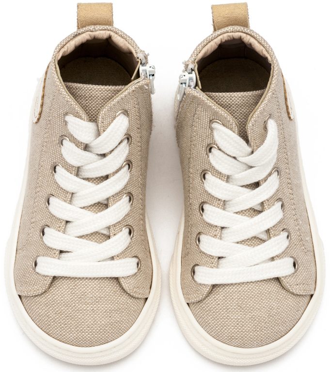 Δετό Μποτάκι Sneaker με Φερμουάρ στο Πλάι EXC5301 Μπεζ