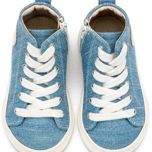 Δετό Μποτάκι Sneaker με Φερμουάρ στο Πλάι EXC5301 Σιέλ