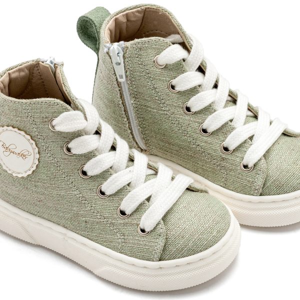 Δετό Μποτάκι Sneaker με Φερμουάρ στο Πλάι EXC5301 Φυστικί