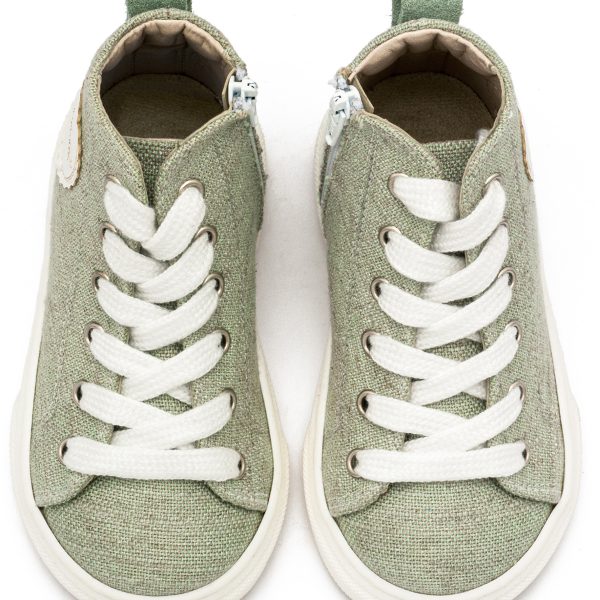 Δετό Μποτάκι Sneaker με Φερμουάρ στο Πλάι EXC5301 Φυστικί