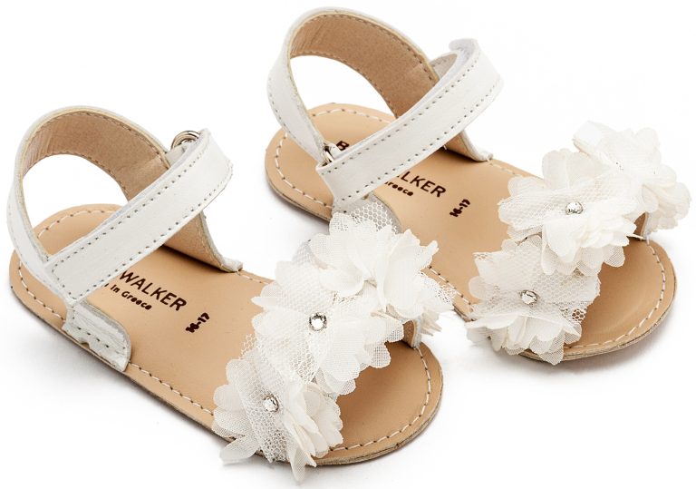 Πέδιλο με Chiffon Λουλούδια MI1633 Λευκό