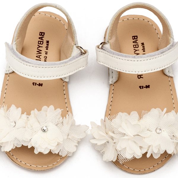 Πέδιλο με Chiffon Λουλούδια MI1633 Λευκό
