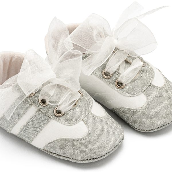 Δετά Sneakers με Κορδέλα Οργάντζα MI1653 Ασημί