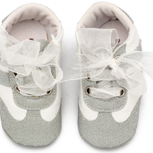 Δετά Sneakers με Κορδέλα Οργάντζα MI1653 Ασημί