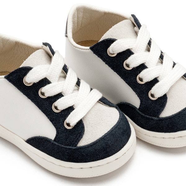 Δερμάτινο Δετό Sneakers PRΙ2120 Λευκό Μπλε