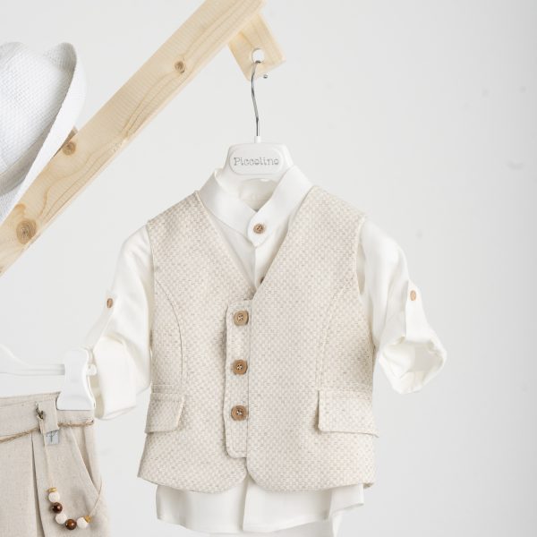 Βαπτιστικό κοστούμι Piccolino Lewis σε χρώμα Off white