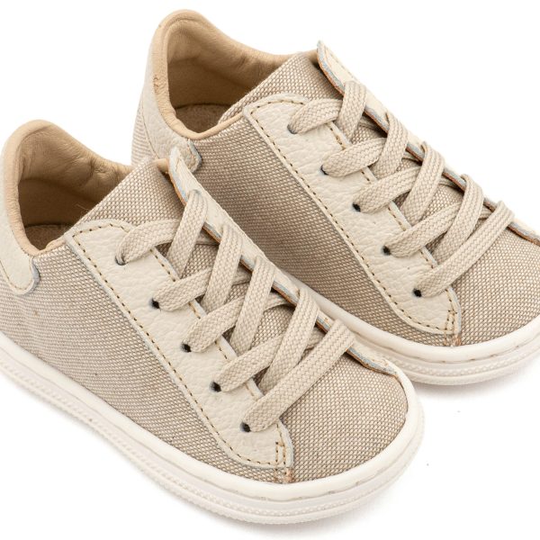 Δετά Ημίμποτα απο Ύφασμα και Δέρμα σε Μπεζ Χρώμα