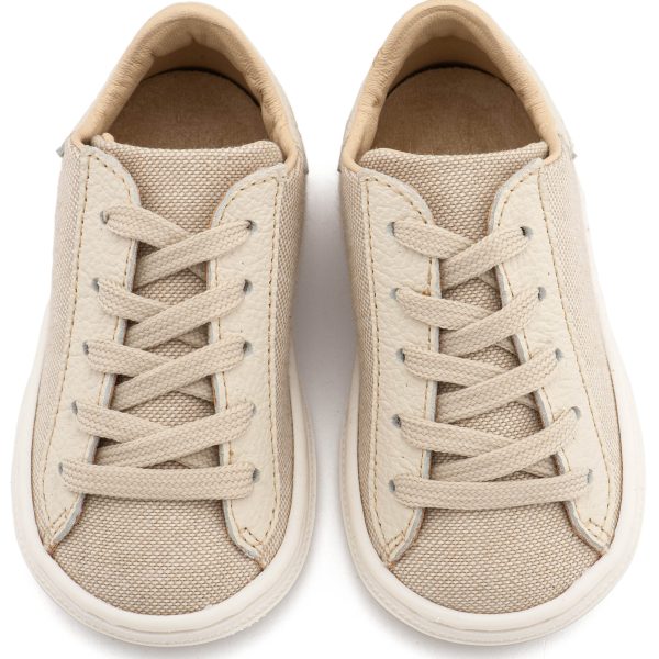 Δετά Ημίμποτα απο Ύφασμα και Δέρμα σε Μπεζ Χρώμα