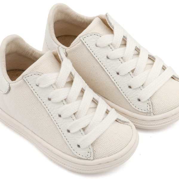 Δετά Ημίμποτα απο Ύφασμα και Δέρμα σε Λευκό Χρώμα