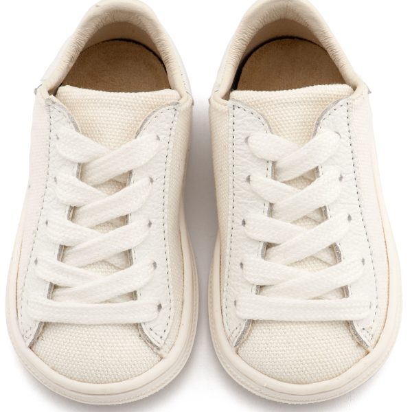 Δετά Ημίμποτα απο Ύφασμα και Δέρμα σε Λευκό Χρώμα