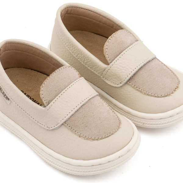 Δερμάτινο Loafers σε  Εκρού Χρώμα