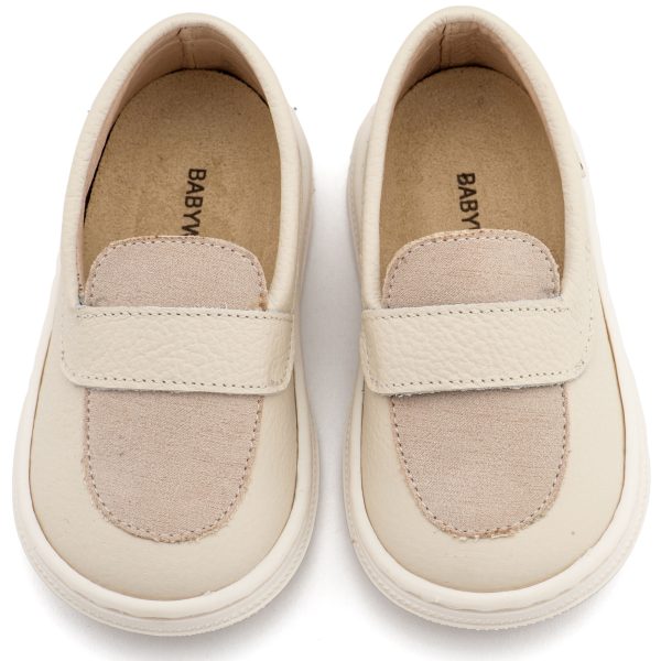 Δερμάτινο Loafers σε  Εκρού Χρώμα