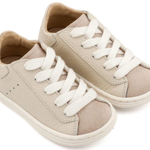 Δερμάτινα Δετά Σνίκερς σε Εκρού Χρώμα
