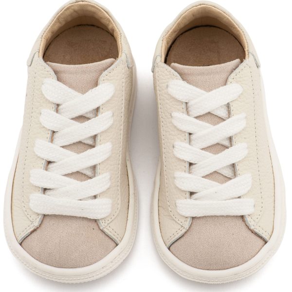 Δερμάτινα Δετά Σνίκερς σε Εκρού Χρώμα