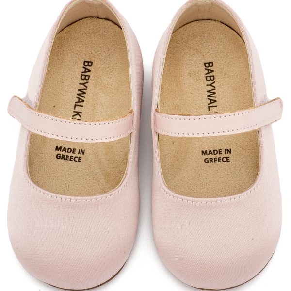 Υφασμάτινο Γοβάκι Μονή Μπαρέτα από Σατέν Ύφασμα σε Ροζ Αντικέ Χρώμα