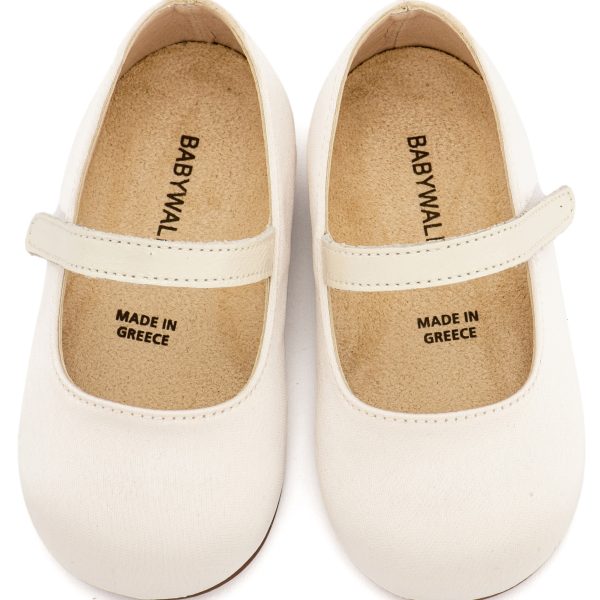 Υφασμάτινο Γοβάκι Μονή Μπαρέτα από Σατέν Ύφασμα σε Εκρού Χρώμα