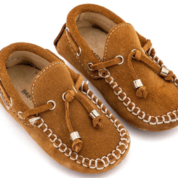 Καστόρινο Δετό Μοκασίνι από Δέρμα Suede σε Ταμπά Χρώμα