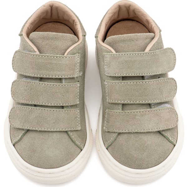 Δερμάτινο Mονόχρωμο Σνίκερ με Τριπλή Μπαρέτα Χρατς από Δέρμα Suede σε  Μέντα Χρώμα