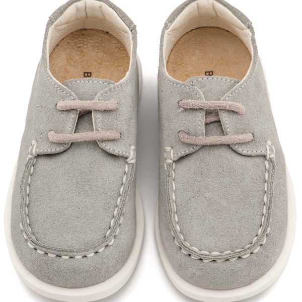 Καστόρινο Δετό Μοκασίνι με Δερμάτινο Κορδόνι σε Γκρι Χρώμα