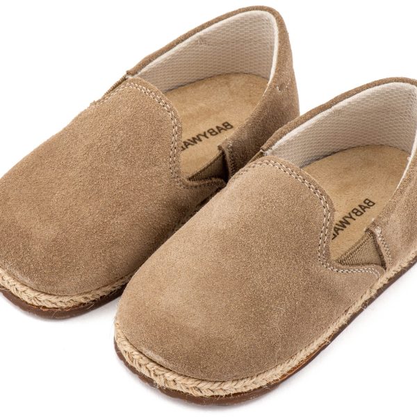 Καστόρινες Εσπαντρίγες με Λάστιχο από Δέρμα  Suede σε Πούρο Χρώμα