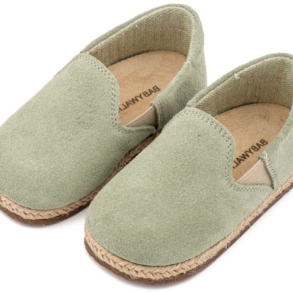 Καστόρινες Εσπαντρίγες με Λάστιχο από Δέρμα  Suede σε Μέντα  Χρώμα