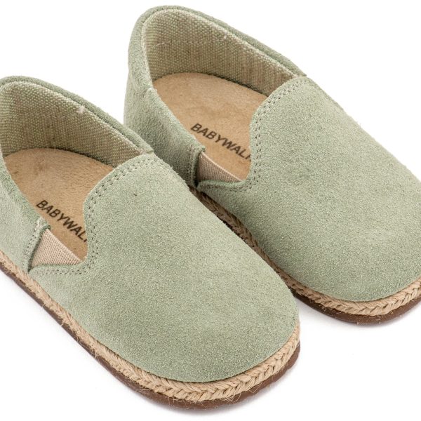 Καστόρινες Εσπαντρίγες με Λάστιχο από Δέρμα  Suede σε Μέντα  Χρώμα