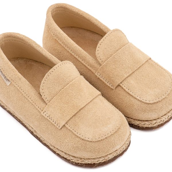 Καστόρινες Εσπαντρίγες από Δέρμα Suede σε Μπεζ Χρώμα