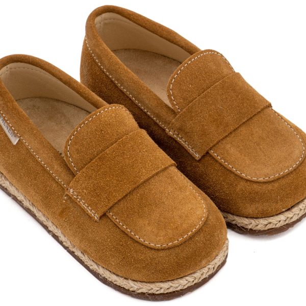 Καστόρινες Εσπαντρίγες από Δέρμα Suede σε Ταμπά Χρώμα