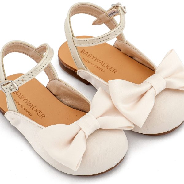 Γαλλικό Υφασμάτινο Σαμπό με Σατέν Φιόγκο σε Εκρού Χρώμα