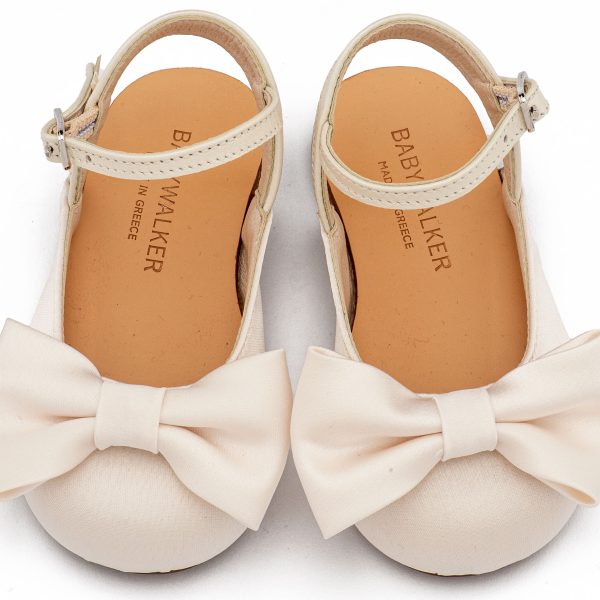 Γαλλικό Υφασμάτινο Σαμπό με Σατέν Φιόγκο σε Εκρού Χρώμα