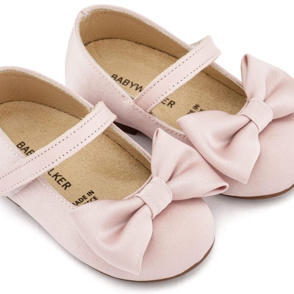 Υφασμάτινο Γοβάκι Μονή Μπαρέτα Χρατς με Σατέν Χειροποίητο Φιογκο σε Ροζ Χρώμα