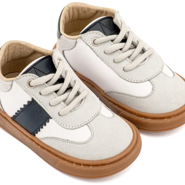 Δίχρωμο Δετά Sneaker απο Δέρμα σε Λευκό Μπλε Χρώμα