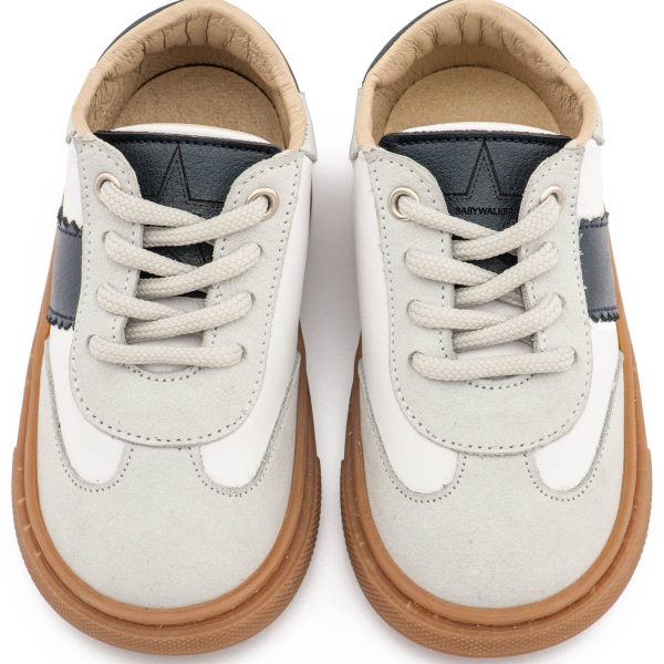 Δίχρωμο Δετά Sneaker απο Δέρμα σε Λευκό Μπλε Χρώμα