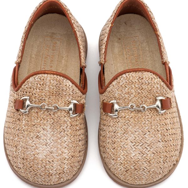 Loafers απο Ύφασμα Ψάθα με Δερμάτινες Λεπτομέρειες σε Μπεζ Ταμπά Χρώμα