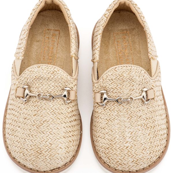 Loafers απο Ύφασμα Ψάθα με Δερμάτινες Λεπτομέρειες σε Μπεζ  Χρώμα
