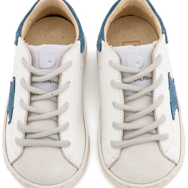 Τρίχρωμο Sneaker Δετό με Αστέρι στο Πλάι σε Λευκό Μπλε Ρουά Γκρι Χρώμα