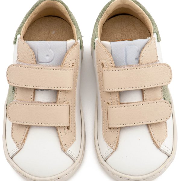 Τρίχρωμο Sneaker Διπλό Χρατς με Αστέρι στο Πλάι σε Λευκό Εκρού Μέντα  Χρώμα