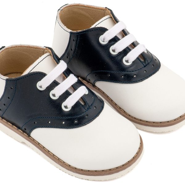 Δερμάτινο Δίχρωμο Δετό Brogue σε Λευκό Μπλε Χρώμα