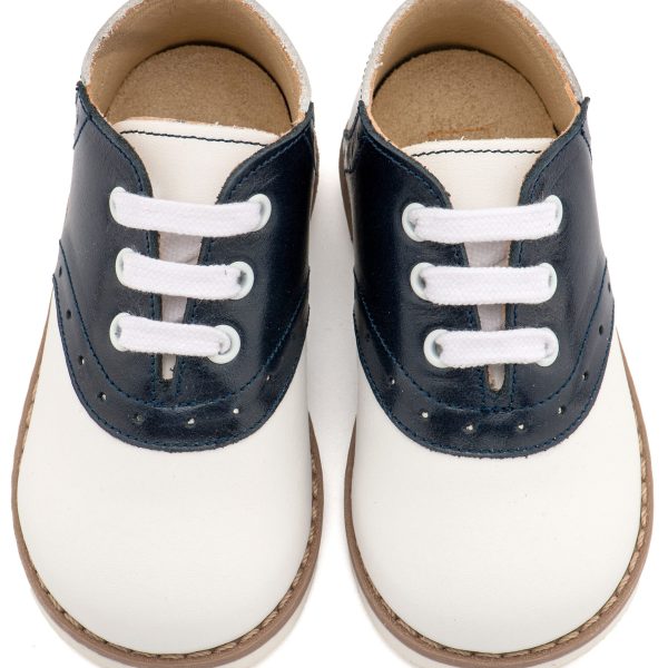 Δερμάτινο Δίχρωμο Δετό Brogue σε Λευκό Μπλε Χρώμα