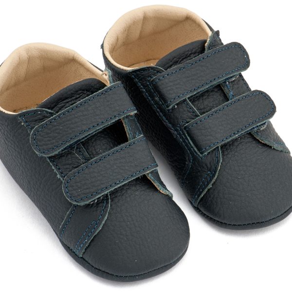 Δερμάτινο Sneaker Διπλή Μπαρέτα Χρατς  σε Μπλε Χρώμα