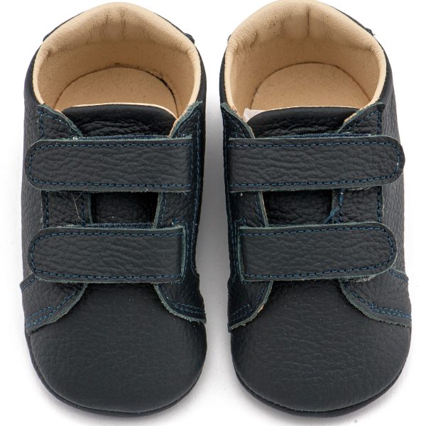 Δερμάτινο Sneaker Διπλή Μπαρέτα Χρατς  σε Μπλε Χρώμα