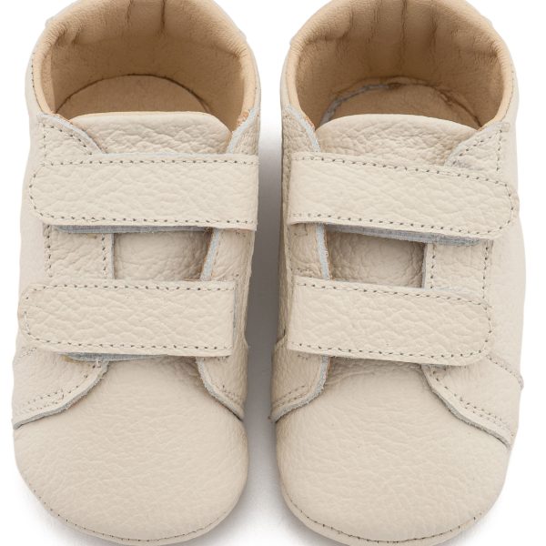 Δερμάτινο Sneaker Διπλή Μπαρέτα Χρατς  σε Εκρού Χρώμα