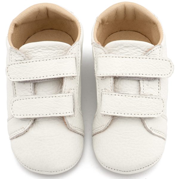 Δερμάτινο Sneaker Διπλή Μπαρέτα Χρατς  σε Λευκό Χρώμα