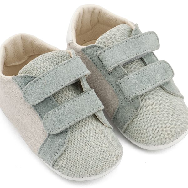 Δερμάτινο Sneaker Διπλή Μπαρέτα Χρατς  σε Λευκό Μίνεραλ Χρώμα