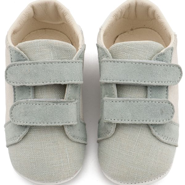 Δερμάτινο Sneaker Διπλή Μπαρέτα Χρατς  σε Λευκό Μίνεραλ Χρώμα