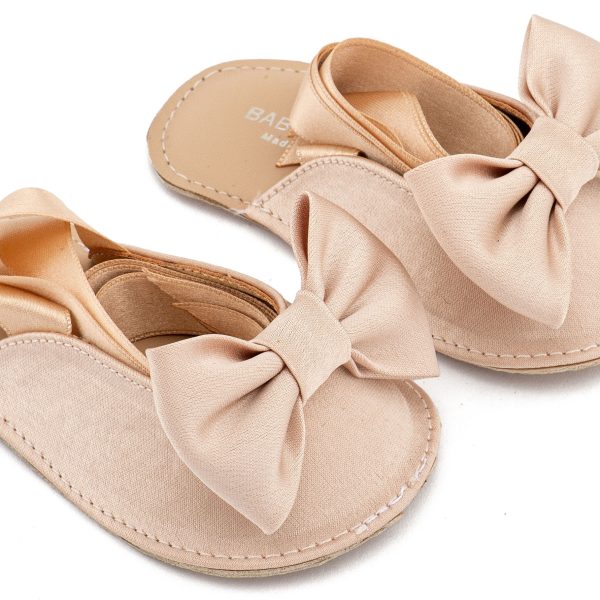 Υφασμάτινο Γαλλικό Σαμπό με Σατέν Φιόγκο σε Μπεζ Χρώμα