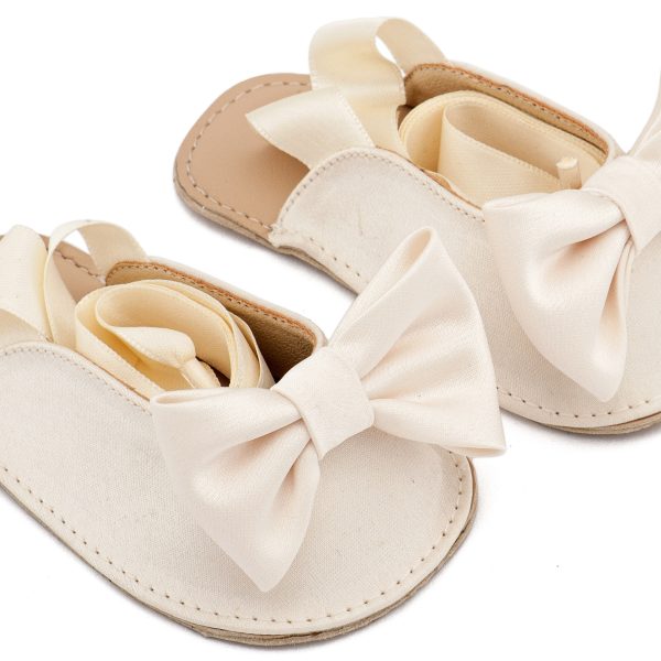 Υφασμάτινο Γαλλικό Σαμπό με Σατέν Φιόγκο σε Εκρού Χρώμα