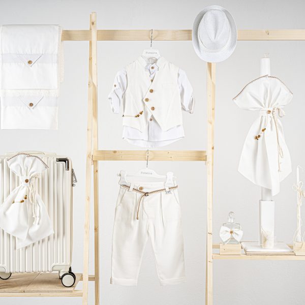 Πακέτο βάπτισης για αγόρι Piccolino Enrique offwhite