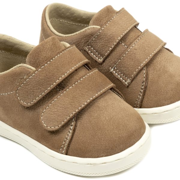 Δερμάτινο Sneakers Διπλή Μπαρέτα Χρατς σε Πούρο Χρώμα